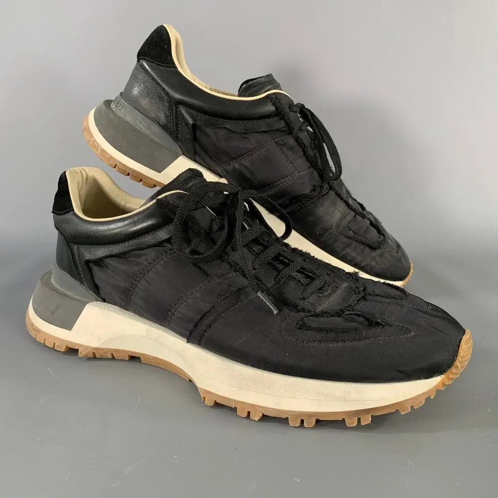 MAISON MARGIELA Size 10 Black Solid Nylon Lace Up Sneakers